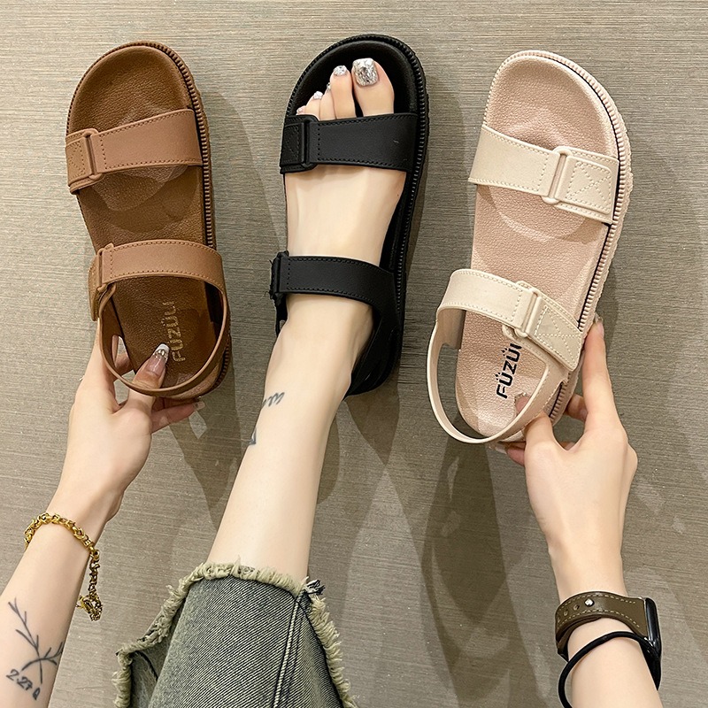 Velcro Strap Sandal - صنادل نسائية صيفية - صنادل مسطحة