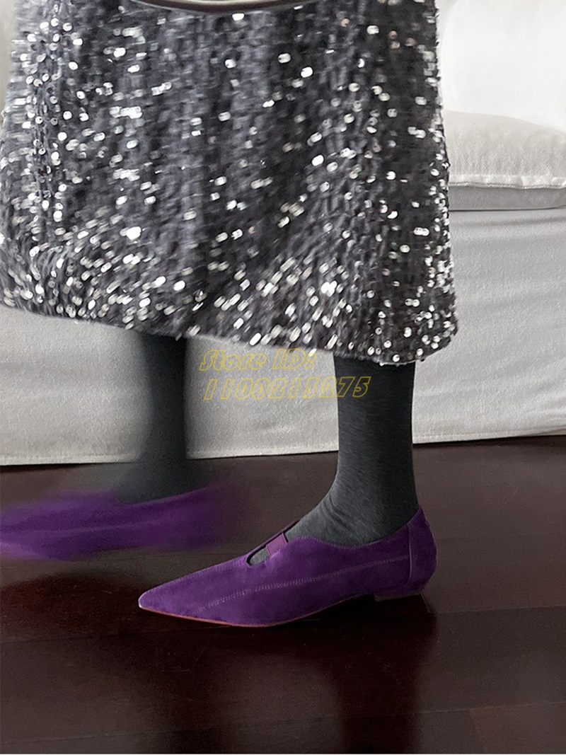 Dress Shoe Pointed - الأرجواني الجلد المدبوغ مدبب تو مضخات