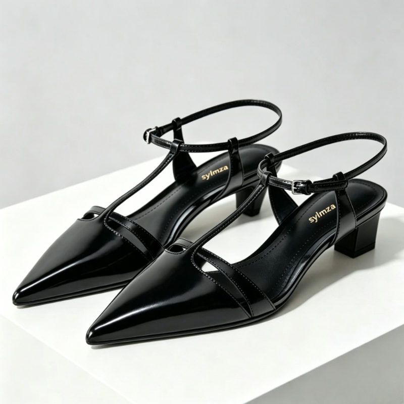 Dress Shoe Pointed - براءات الاختراع والجلود هريرة كعب المرأة