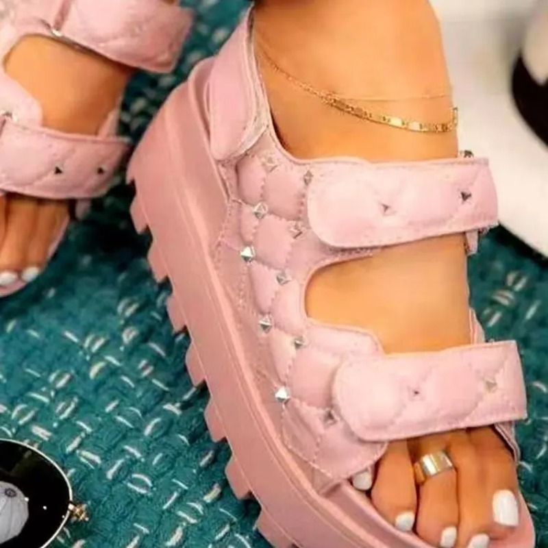 صنادل بنعل سميك للنساء ، بطبقت - مراجعة Velcro Strap Sandal وسعره
